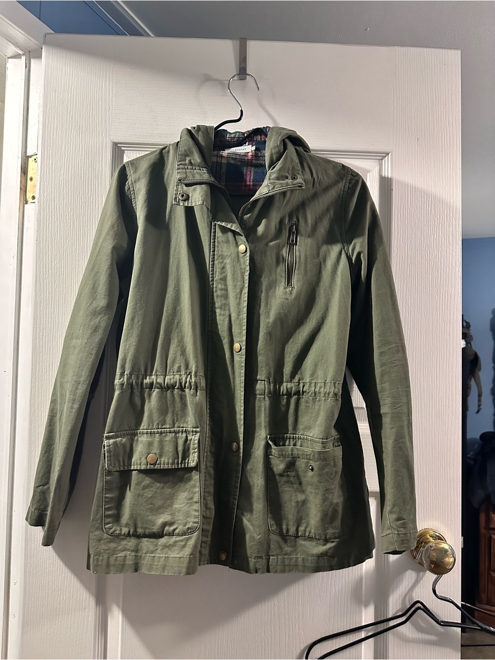 Blu Pepper Olive Utility Anorak Jacket with Hood